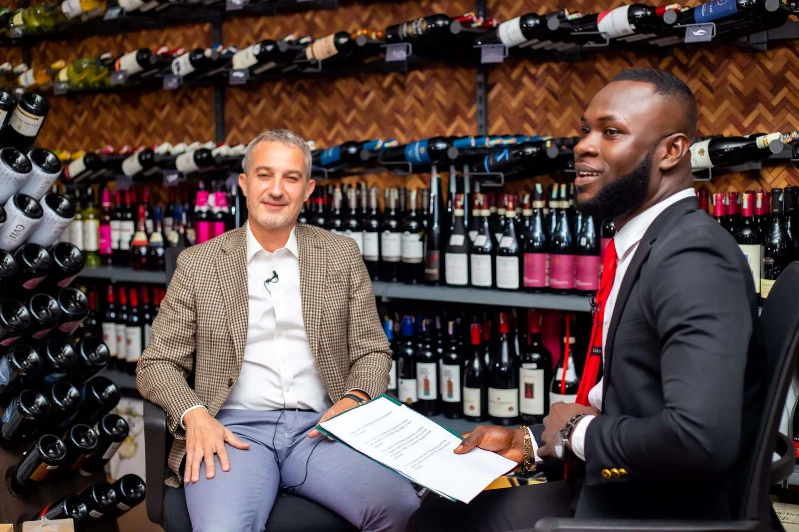Vanes sits with the Italian Trade Agency Director to West Africa, Mr. Alessandro Gerbino, on the Youth Time Show